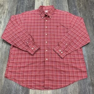 Brooks‎ Brothers 346 Long Sleeve Button Down Shirt Logo Red Plaid Men's Size XL